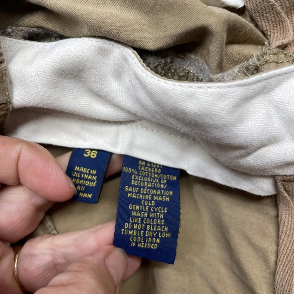 Unbranded Cargo Shorts Mens 36 Tan Khaki Cotton Multi Pocket Casual Outdoor
